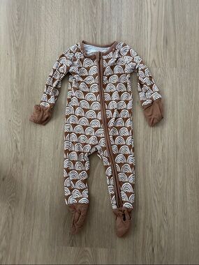 Little Sleepies Rust Brown & White Rainbow Footed One-Piece